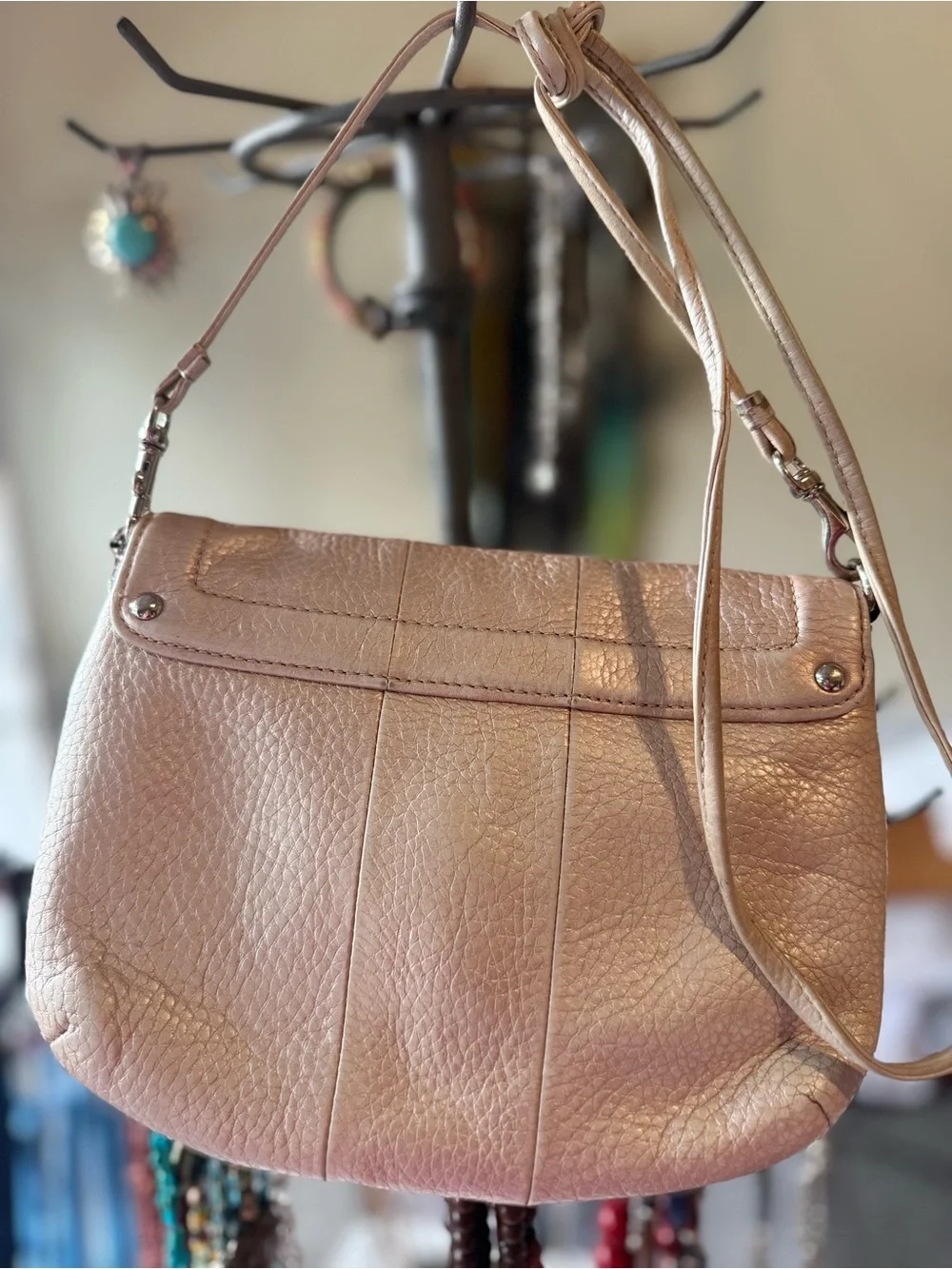 Coach Metallic Blush Leather Crossbody Bag